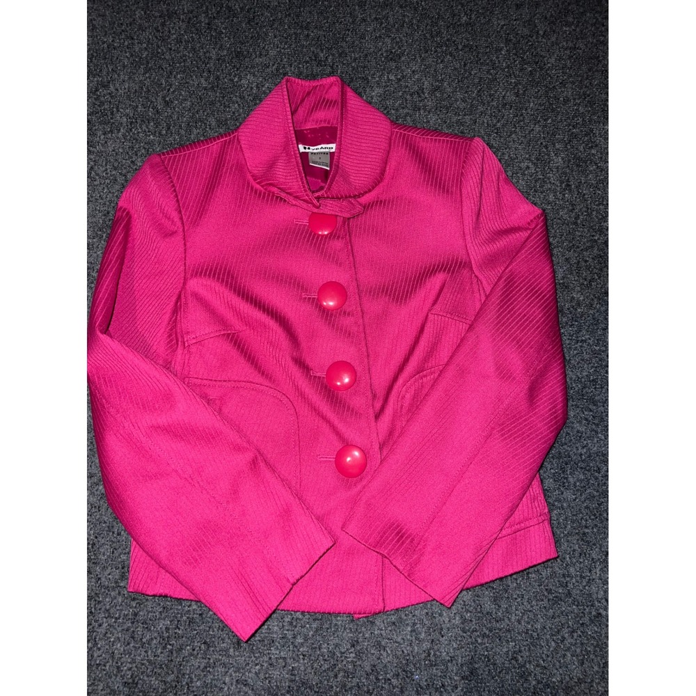 Nygard Collection Petites Pink Ribbed Button Up Blazer Jacket Size 2
